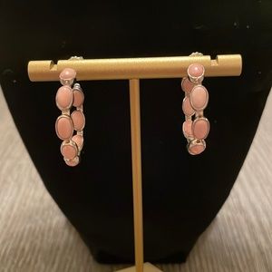 Pink stone & silver earrings